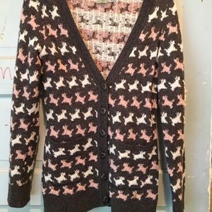 Anthropologie wool cardigan - scottie dog pattern